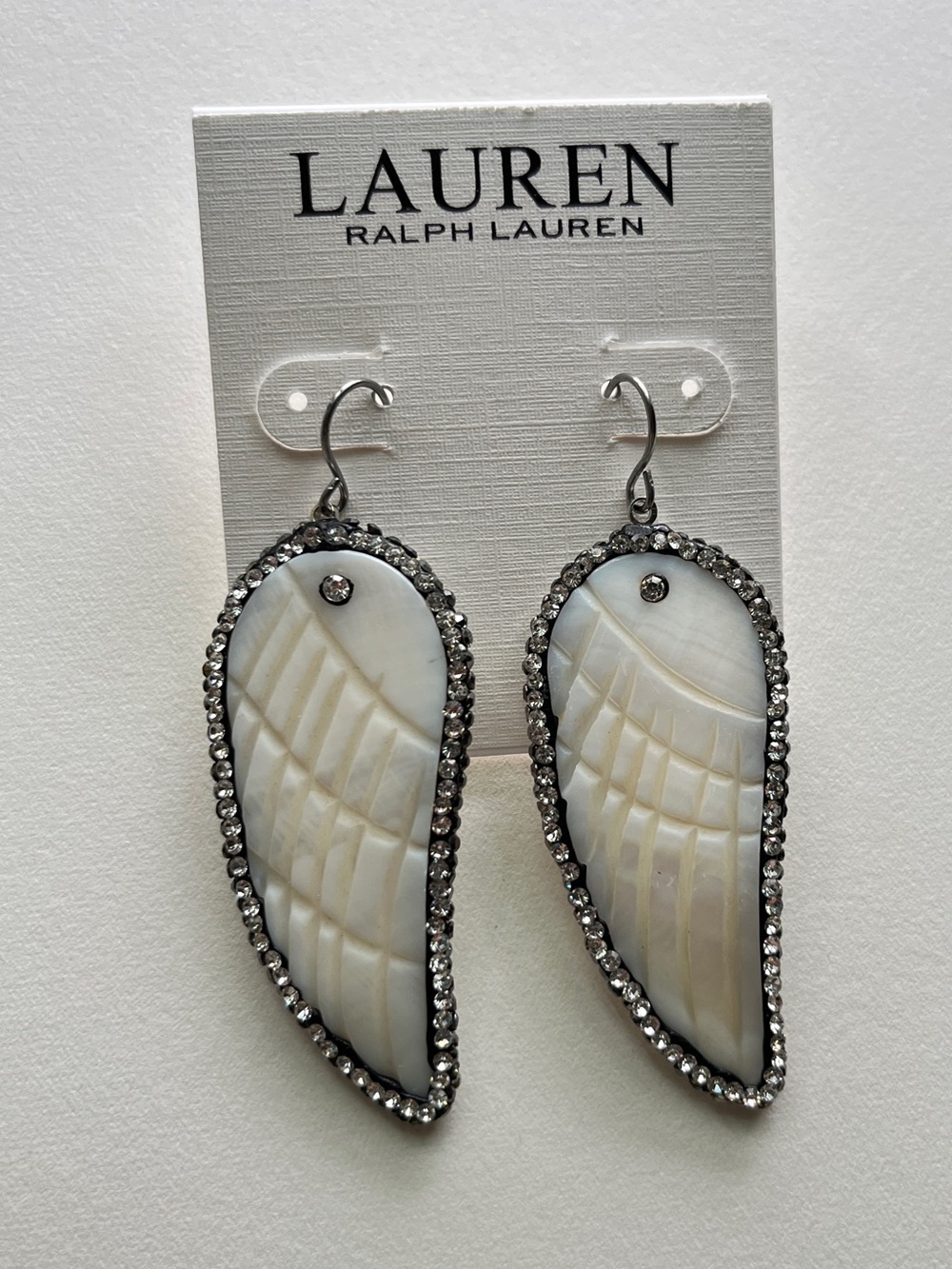 Lauren Ralph Lauren White Mother-of-Pearl Wing Drop Earrings